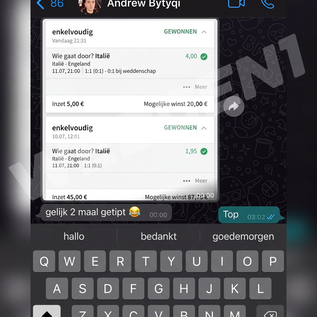 Screenshot van een klant